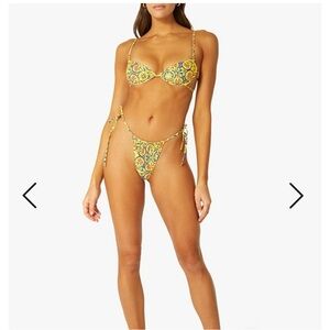 WeWoreWhat Saffron Yellow tile print Blue Patterned Bikini